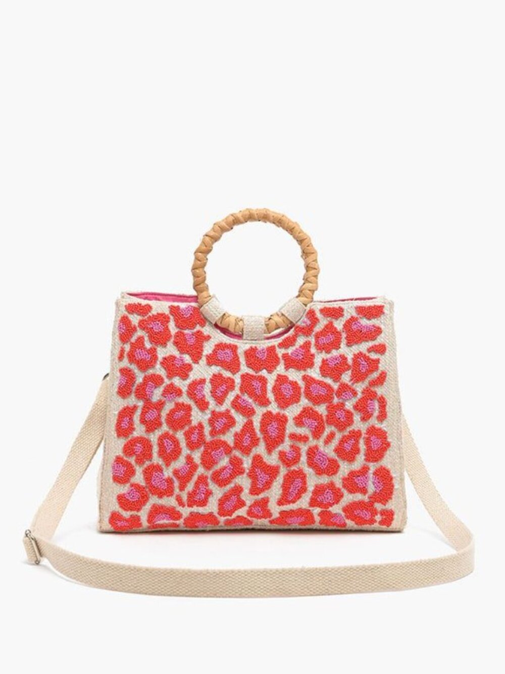 Beaded Leopard Print Tote Bag